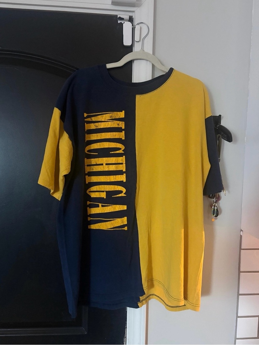 Michigan Split-Colo T-Shirt in Navy and Yellow